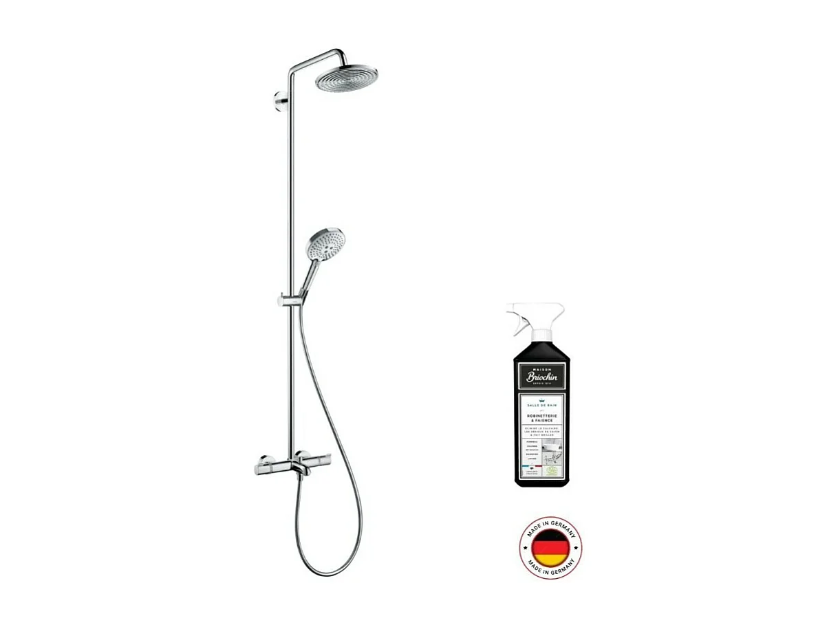 Colonne bain douche thermostatique HANSGROHE Raindance S 240 chromée + nettoyant Briochin
