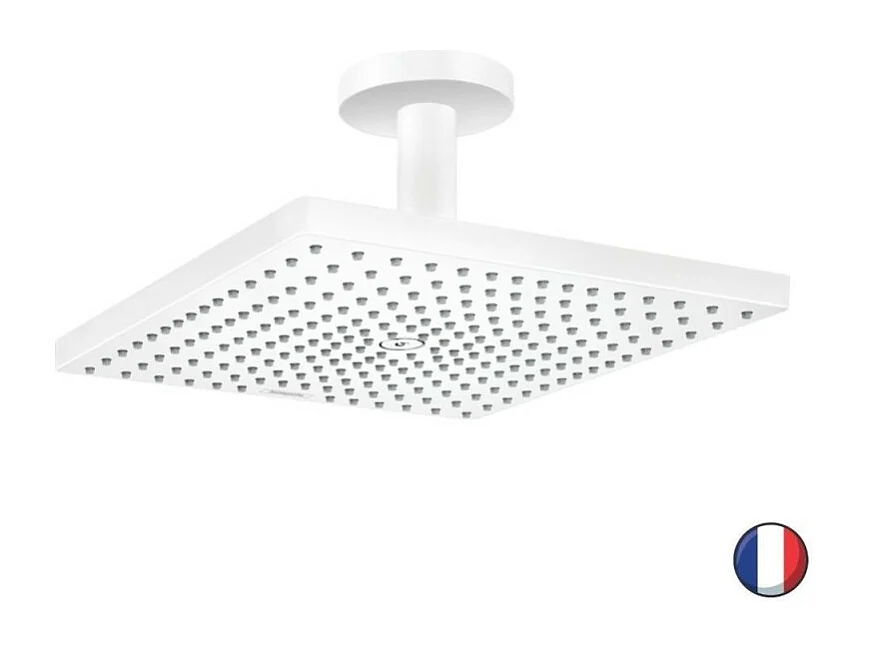 Douche de tête HANSGROHE Raindance E, 1 jet avec raccord plafond blanc mat
