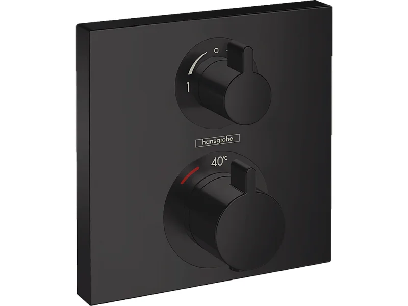 HANSGROHE Facade pour mitigeur thermostatique encastré Ecostat Square robinet d'arrêt et inverseur noir mat + Corps encastré