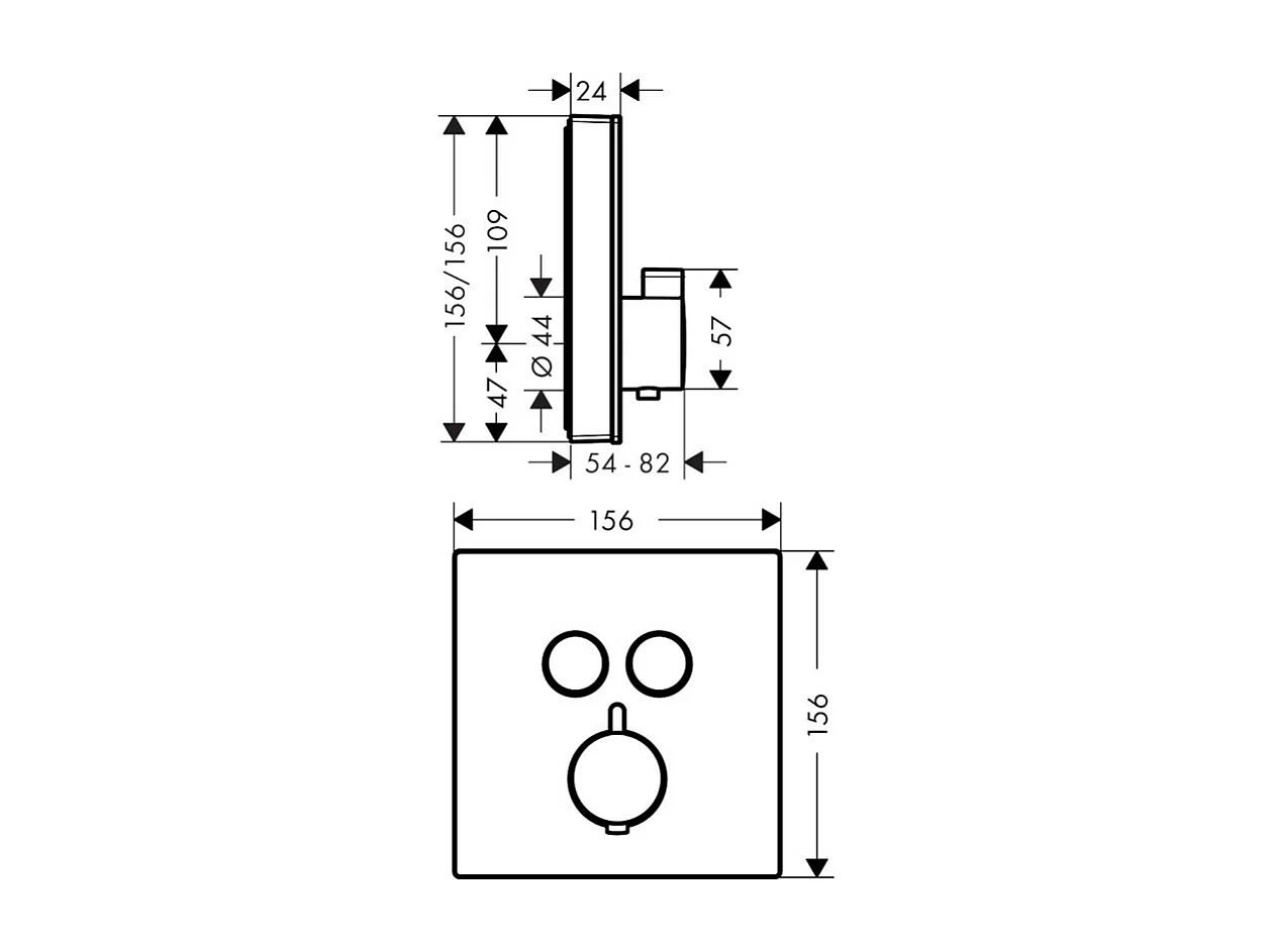 HANSGROHE Frente de vidrio para ShowerSelect Mezclador termostático empotrado de vidrio con 2 funciones blanco/cromo