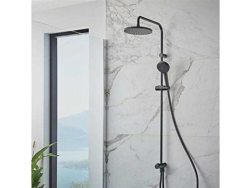 Colonne de douche ou bain douche sans mitigeur HANSGROHE Vernis Blend 200 EcoSmart noir mat + nettoyant Briochin