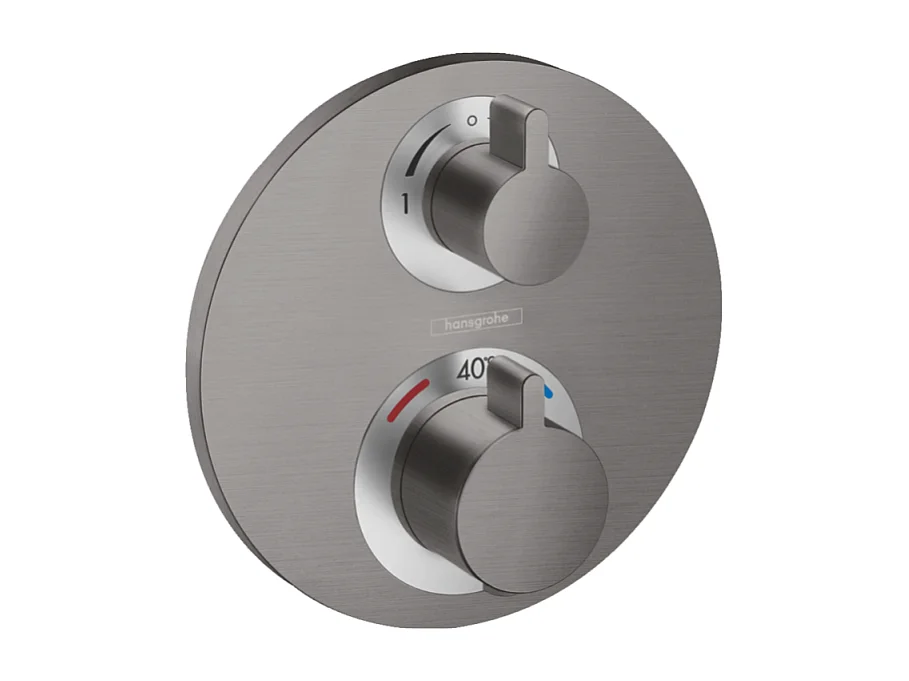 HANSGROHE Ecostat S mezclador termostático empotrado frontal con válvula de cierre y desviador negro cromo cepillado