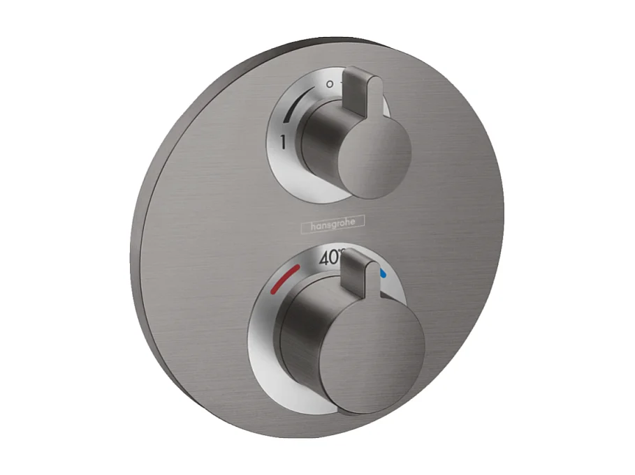 HANSGROHE Ecostat S mezclador termostático empotrado frontal con válvula de cierre y desviador negro cromo cepillado