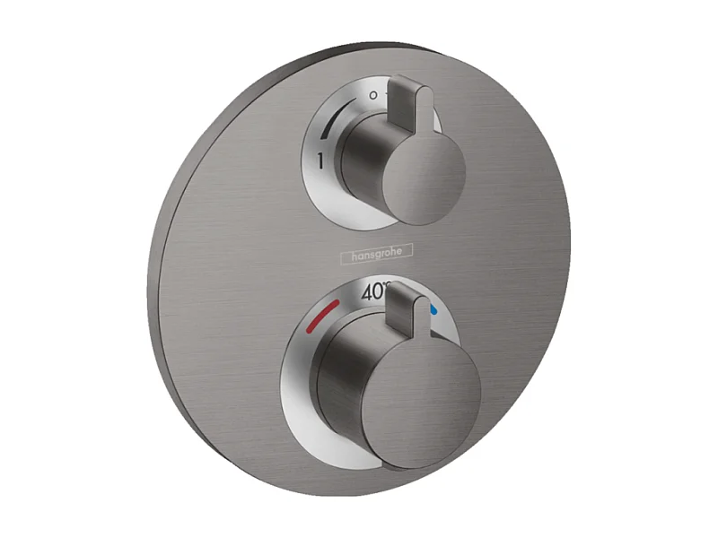 HANSGROHE Ecostat S mezclador termostático empotrado frontal con válvula de cierre y desviador negro cromo cepillado