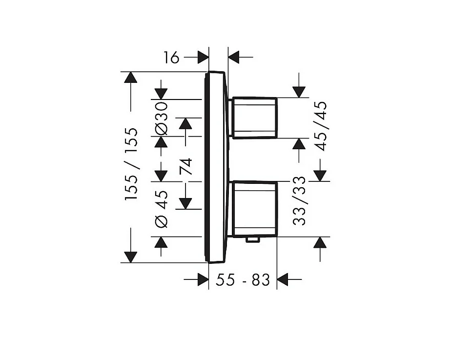 HANSGROHE Frente para mezclador termostático empotrado Ecostat E con válvula de cierre cromada