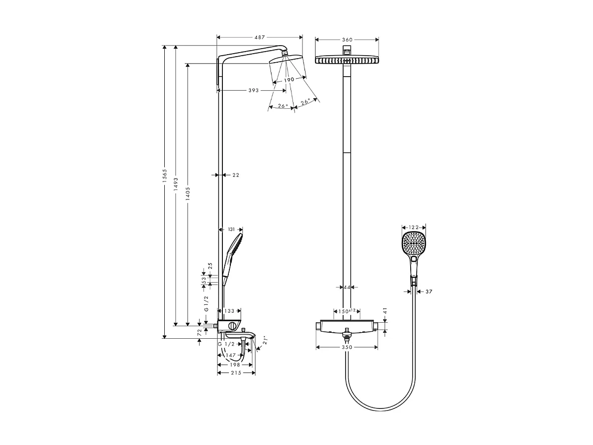 Colonne bain douche thermostatique HANSGROHE Raindance E 363 blanc chromée + nettoyant Briochin