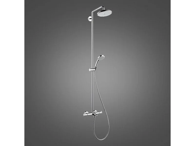 Colonne bain douche thermostatique HANSGROHE Croma 220 chromé + tablette AddStoris
