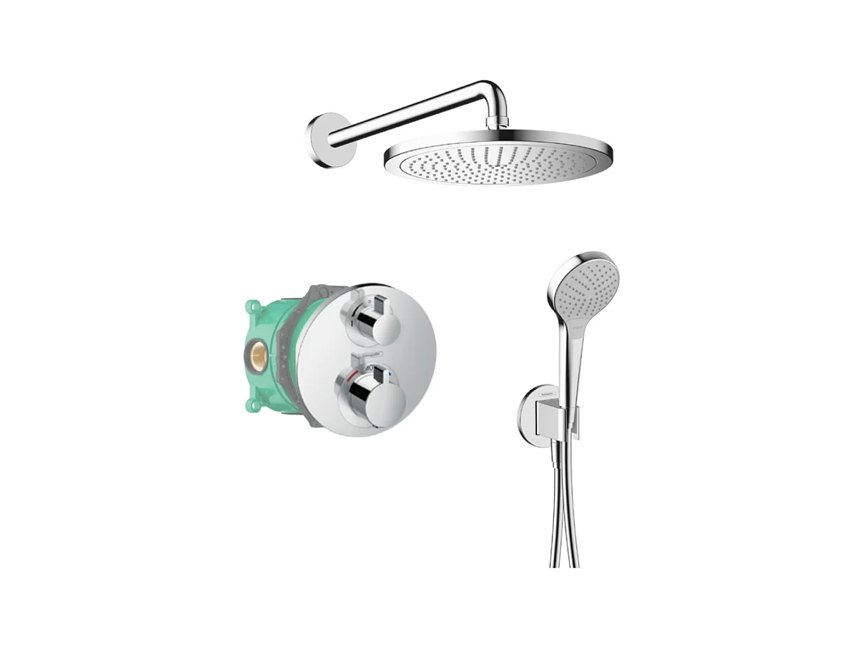 HANSGROHE Pack encastré avec mitigeur thermostatique Ecostat S chromé