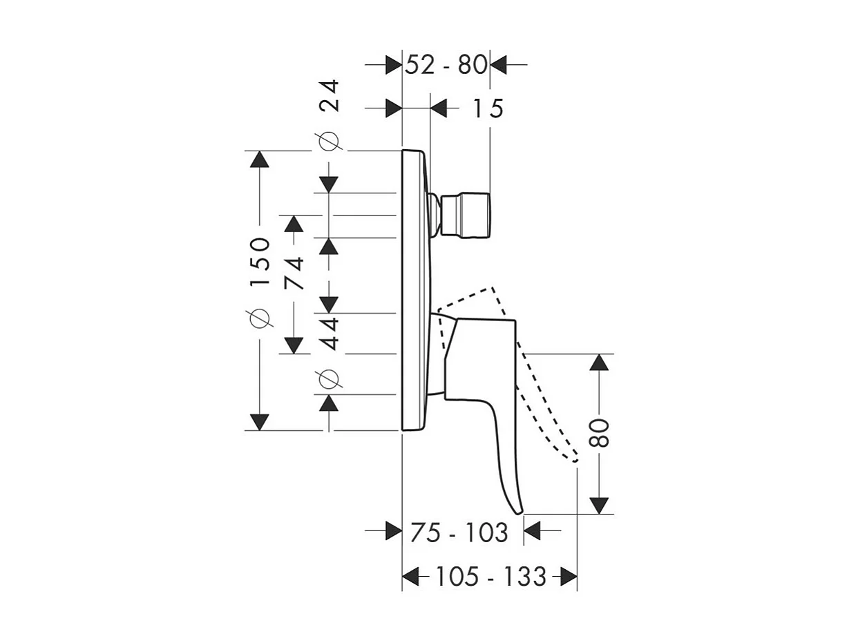 HANSGROHE Façade Metris ronde pour mitigeur bain douche encastré Chromé avec corps encastré