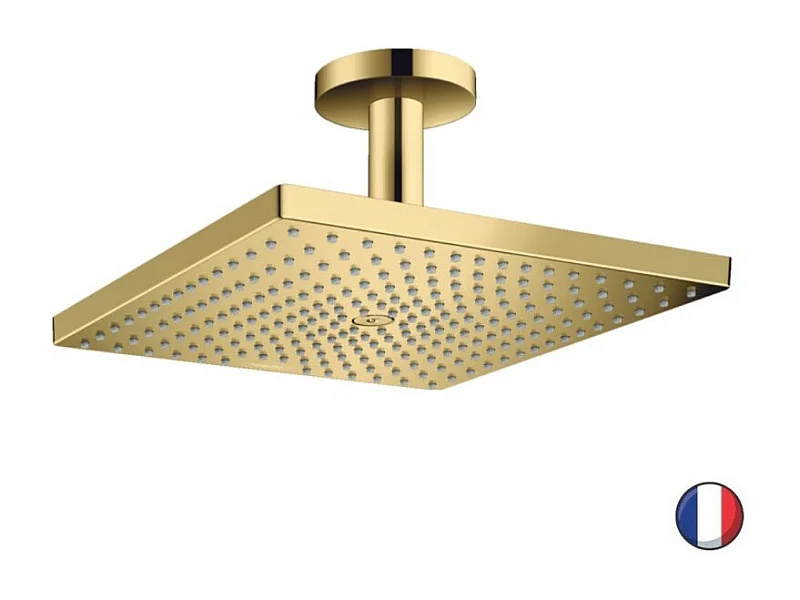 Douche de tête HANSGROHE Raindance E, 1 jet avec raccord plafond aspect doré poli