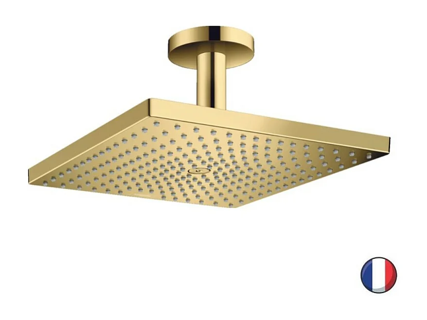 Douche de tête HANSGROHE Raindance E, 1 jet avec raccord plafond aspect doré poli