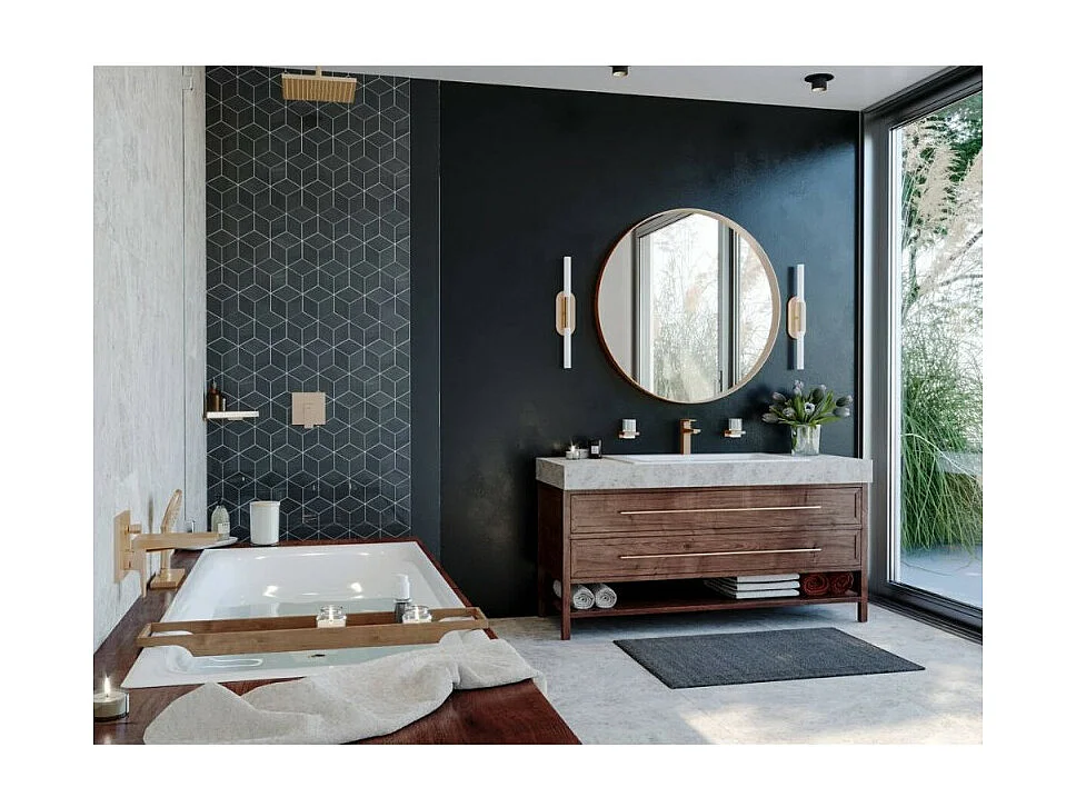 Douche de tête HANSGROHE Raindance E, 1 jet avec raccord plafond aspect doré poli