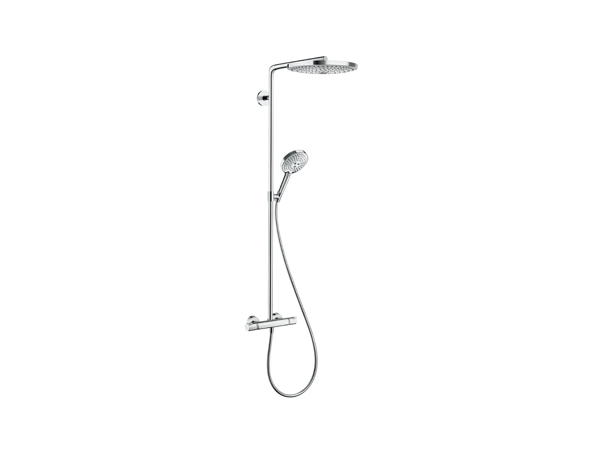 HANSGROHE Raindance Select S 300 columna de ducha termostática blanca y cromada