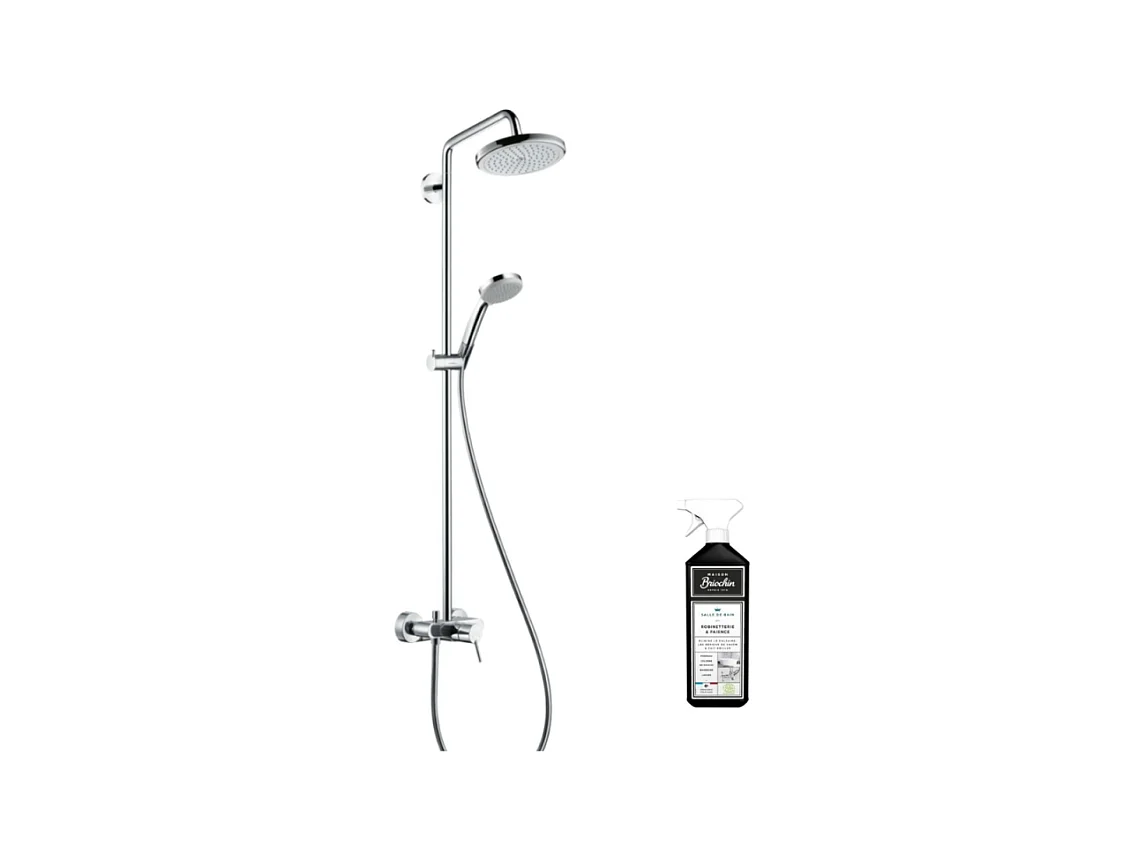Colonne de douche méecanique HANSGROHE Croma 220 chromée + nettoyant Briochin