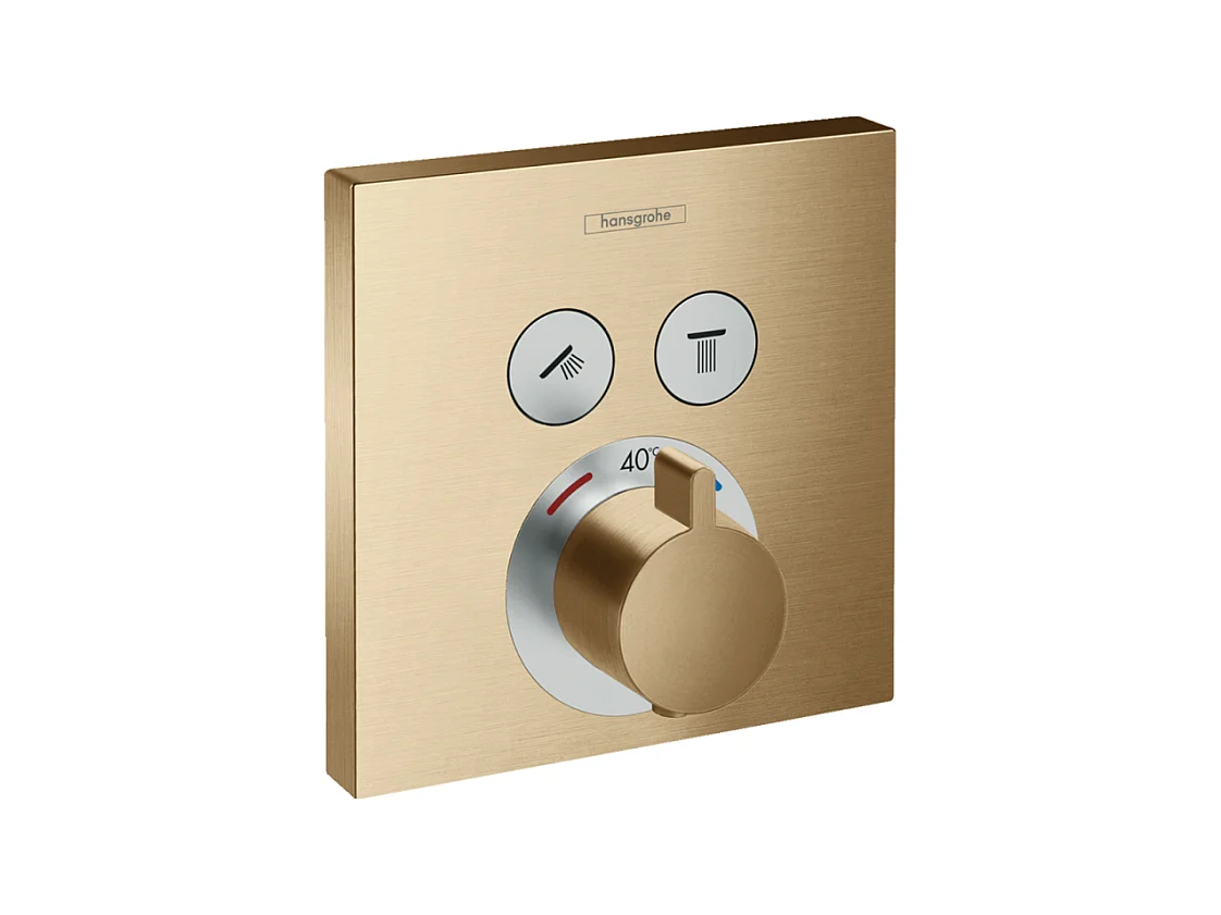 Façade pour mitigeur thermostatique encastré HANSGROHE ShowerSelect avec 2 fonctions bronze brossé
