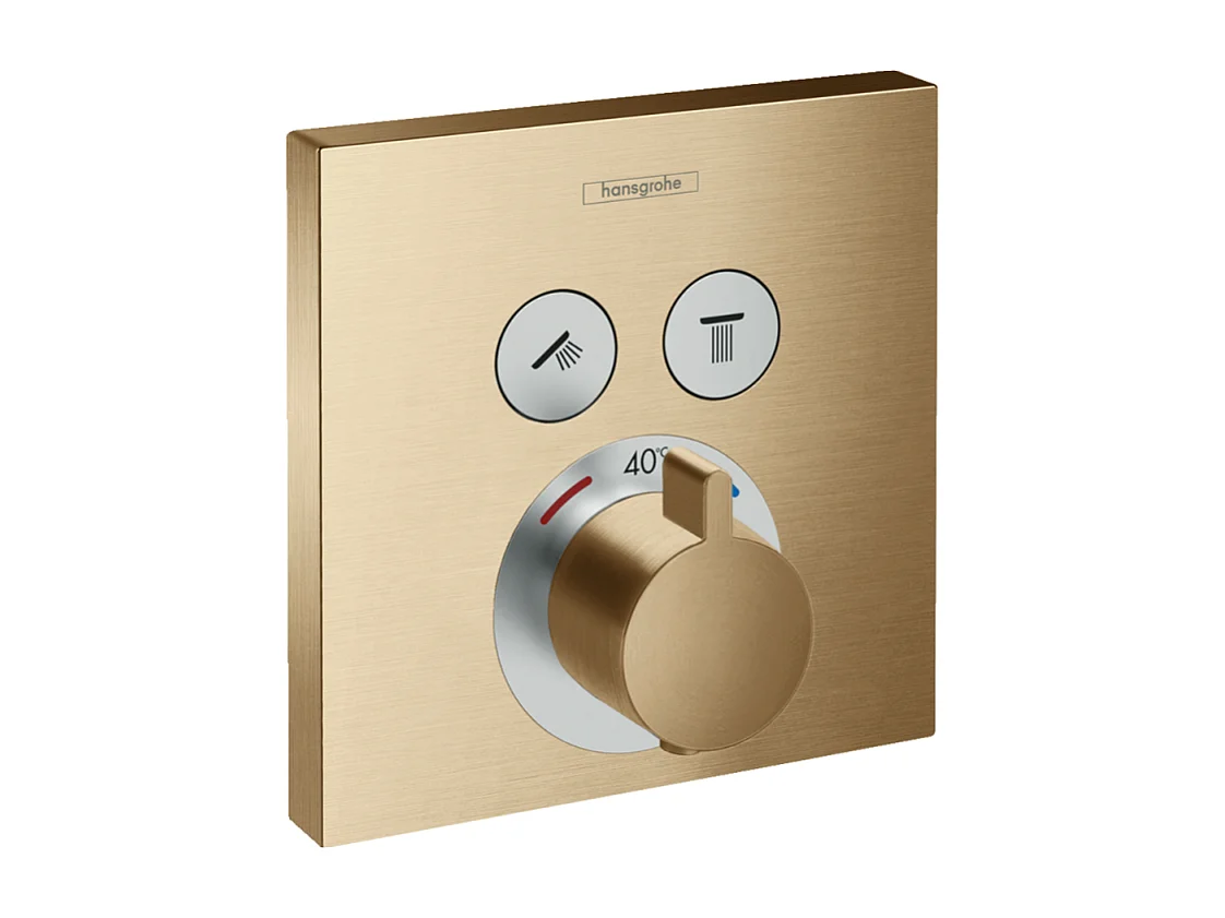 Façade pour mitigeur thermostatique encastré HANSGROHE ShowerSelect avec 2 fonctions bronze brossé