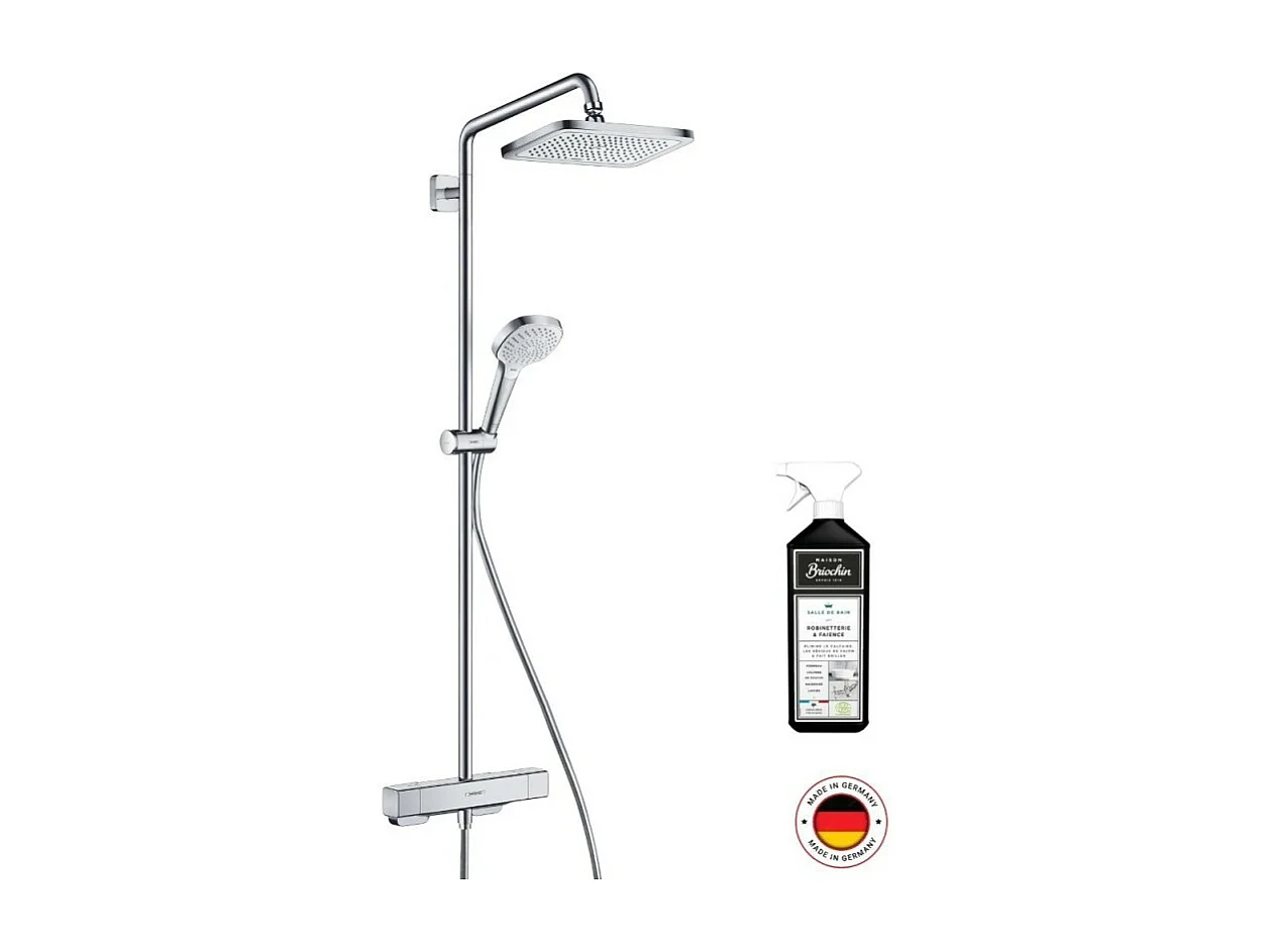 Colonne de douche thermostatique HANSGROHE Croma E 280 chromée + nettoyant Briochin