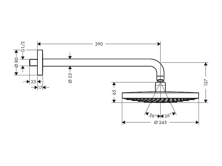 HANSGROHE Lot douche de tête Raindance Select S avec façade pour mitigeur et corps encastré