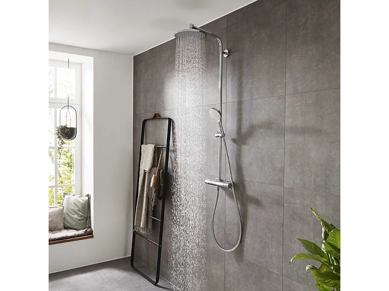 Colonne de douche thermostatique HANSGROHE Crometta S 240 EcoSmart chromé + tablette AddStoris