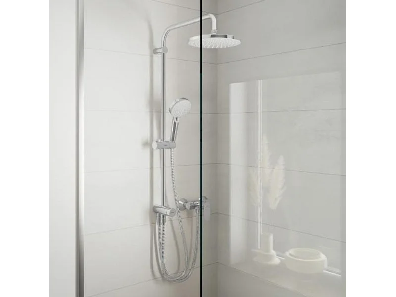 Colonne de douche ou bain douche sans mitigeur HANSGROHE Vernis Blend 200 EcoSmart chromée + nettoyant Briochin