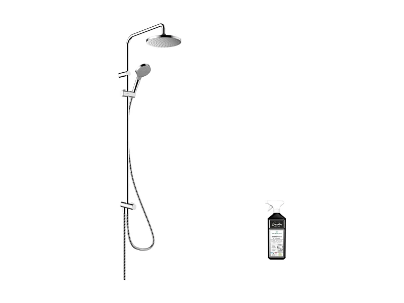 Colonne de douche ou bain douche sans mitigeur HANSGROHE Vernis Blend 200 EcoSmart chromée + nettoyant Briochin