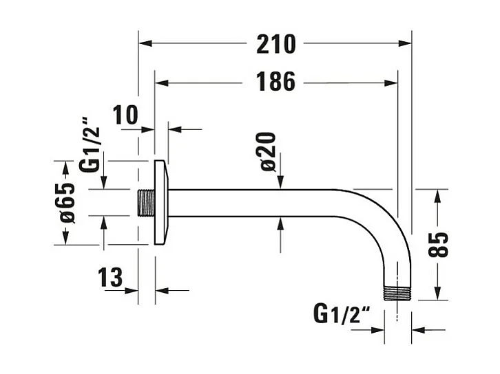 DURAVIT Brazo de ducha universal de pared 21 cm cromado