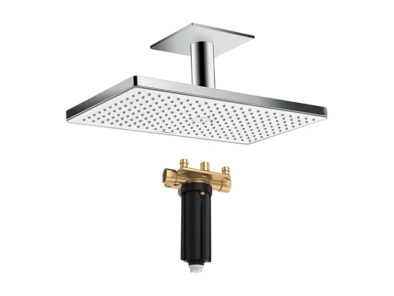 HANSGROHE Douche de tête 460 1jet EcoSmart bras de douche blanc/chromé + corps d'encastrement