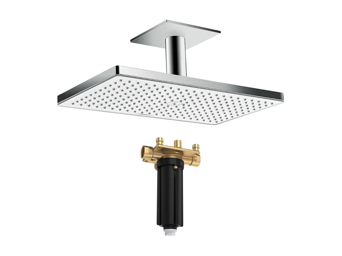 HANSGROHE Douche de tête 460 1jet EcoSmart bras de douche blanc/chromé + corps d'encastrement