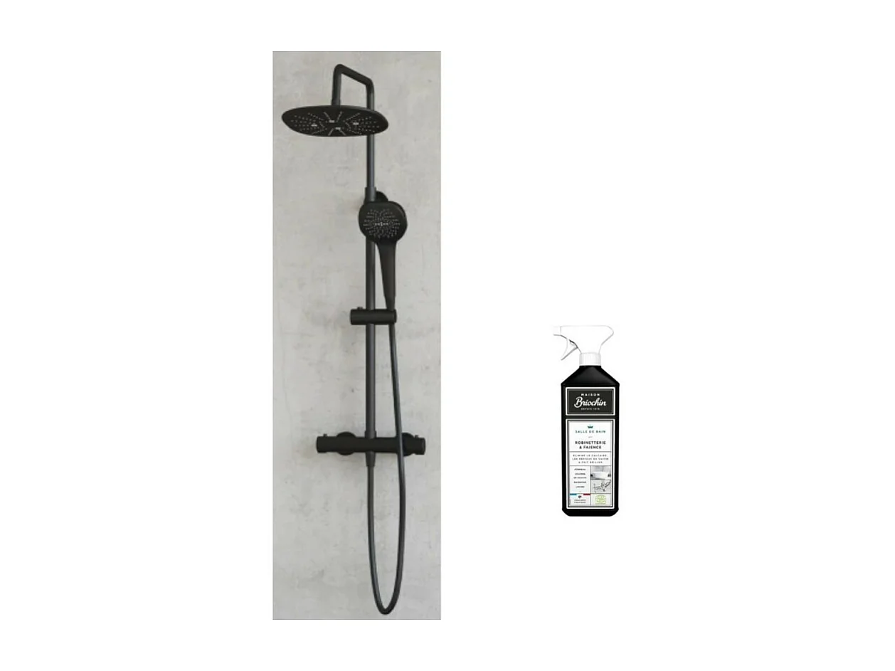 Colonne de douche KINEDO Aquafactory noire + nettoyant Briochin