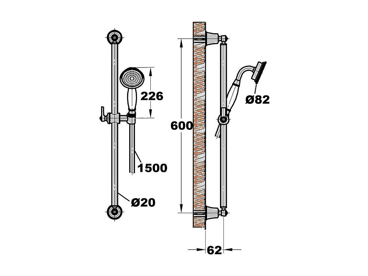 Mitigeur de douche avec barre de douche PAINI Lady's