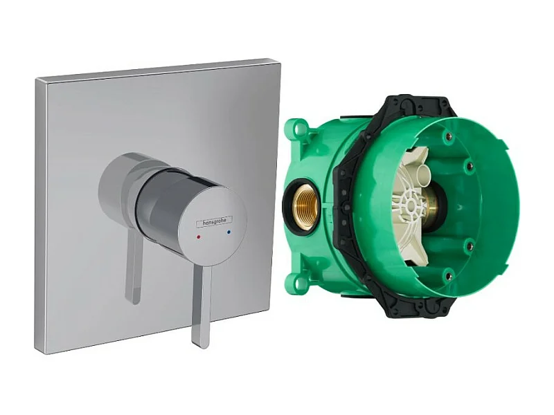 Façade robinet encastré mécanique HANSGROHE Finoris Chromé + Corps encastré universel iBox