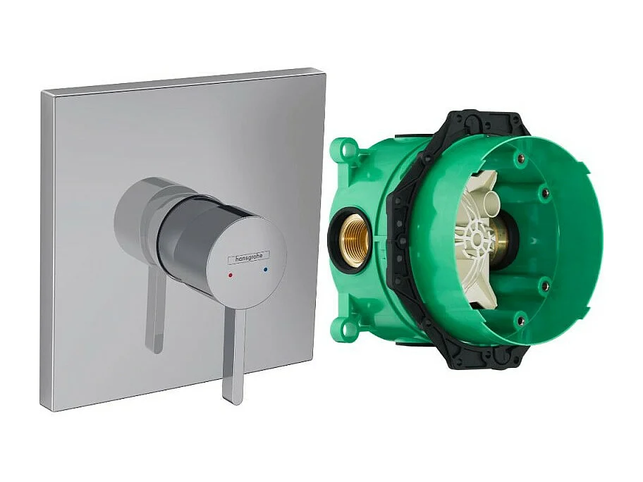 Façade robinet encastré mécanique HANSGROHE Finoris Chromé + Corps encastré universel iBox