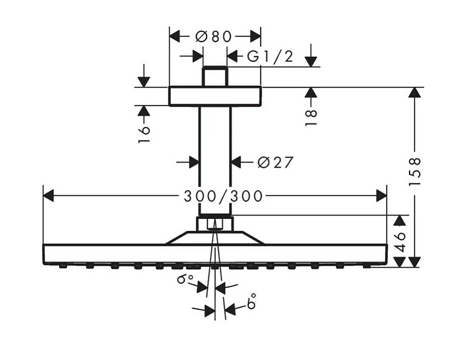 HANSGROHE Raindance E ducha fija, 1 chorro con conexión a techo negro mate