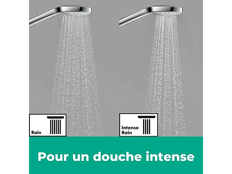 Colonne de douche thermostatique HANSGROHE Vernis Blend 200 Green chromé + tablette AddStoris