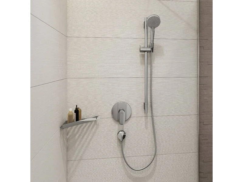 Colonne de douche thermostatique HANSGROHE Vernis Blend 200 Green chromé + tablette AddStoris
