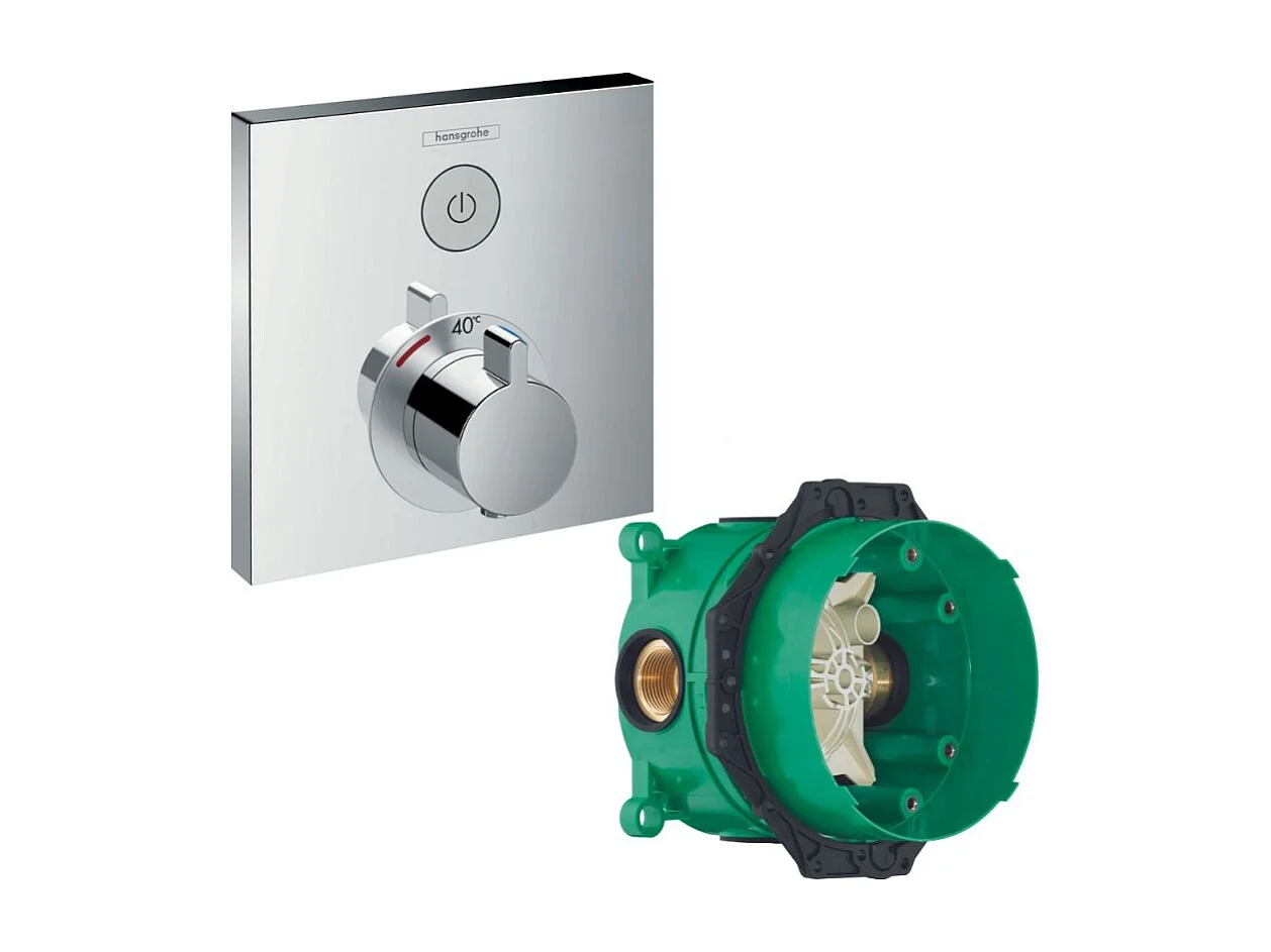 HANSGROHE Facade pour mitigeur thermostatique encastré ShowerSelect avec robinet d'arrêt chromé  avec Corps encastré