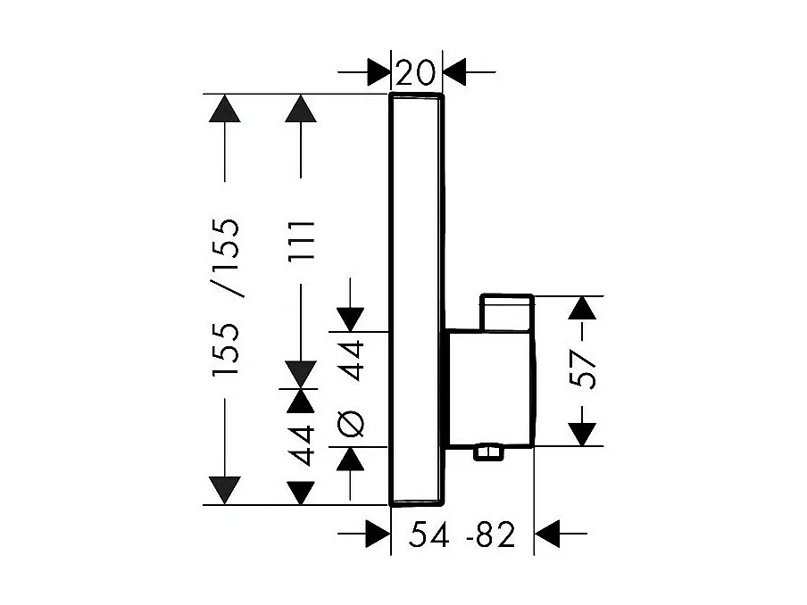 HANSGROHE Facade pour mitigeur thermostatique encastré ShowerSelect avec robinet d'arrêt chromé  avec Corps encastré