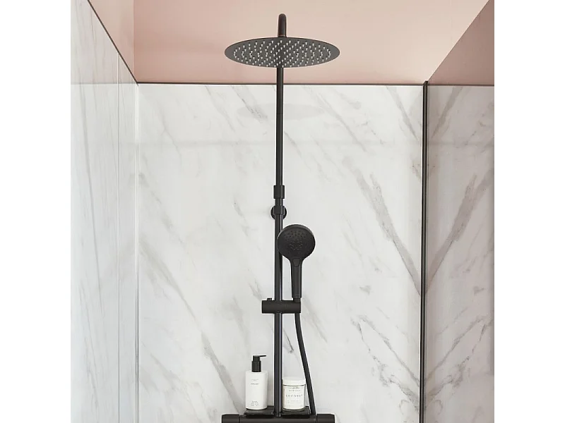 Colonne douche thermostatique JACOB DELAFON Metro 3 jets, économie d'eau, noir mat