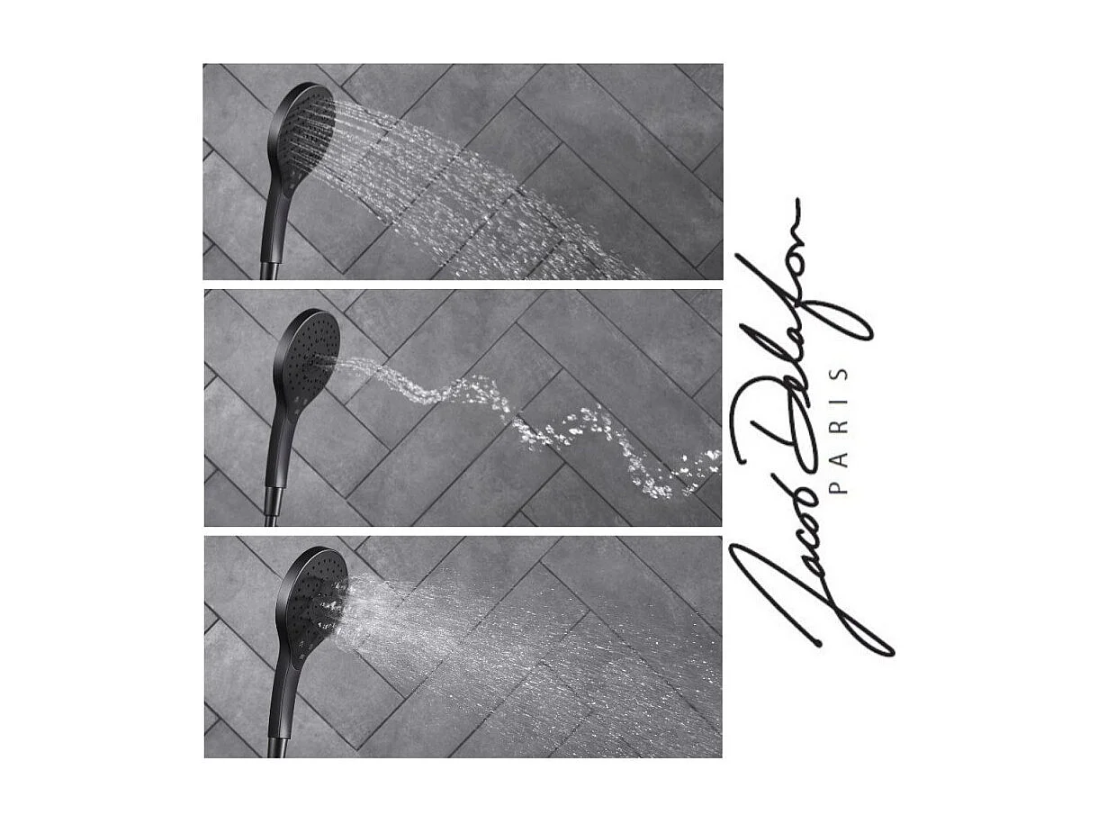 Colonne douche thermostatique JACOB DELAFON Metro 3 jets, économie d'eau, noir mat