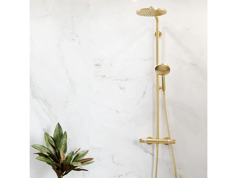 HANSGROHE Raindance Select S 240 columna de ducha termostática aspecto dorado pulido