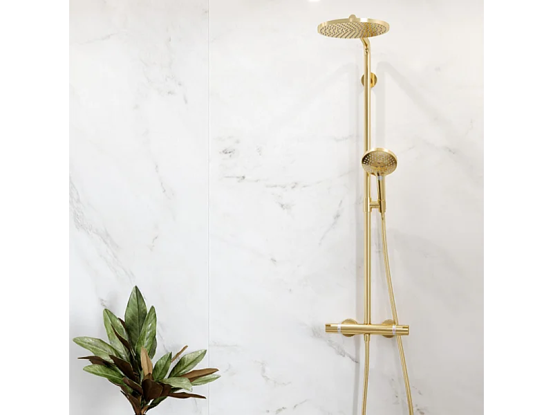 Colonne de douche thermostatique HANSGROHE Raindance Select S 240 aspect doré poli