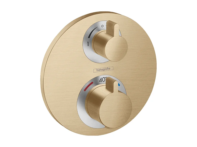 Façade mitigeur thermostatique encastré HANSGROHE Ecostat S avec robinet d'arrêt et inverseur bronze brossé