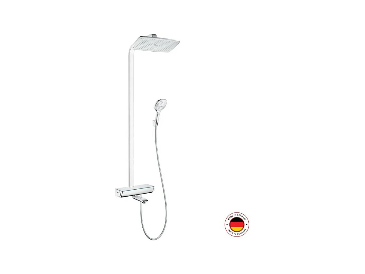 Colonne bain douche thermostatique HANSGROHE Raindance E 360 blanc et chromé