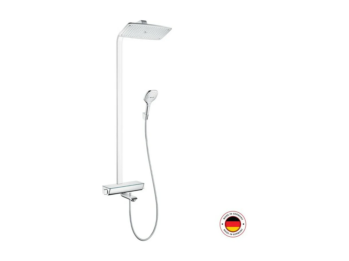 Colonne bain douche thermostatique HANSGROHE Raindance E 360 blanc et chromé