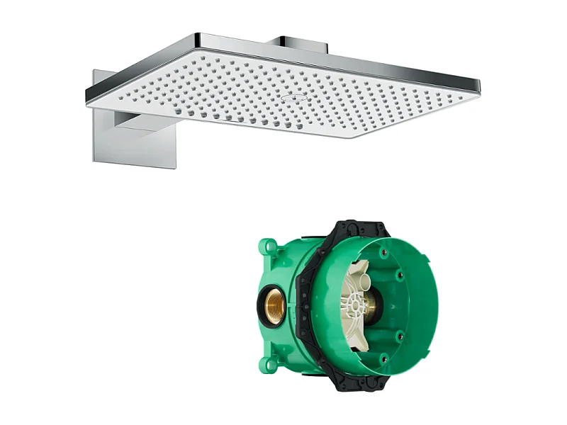 HANSGROHE Douche de tête 460 2jet avec bras de douche blanc/chromé avec corps encastré universel pour robinetterie Ibox