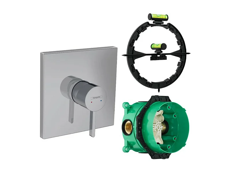 Façade robinet encastré mécanique HANSGROHE Finoris Chromé + Corps encastré universel iBox + Outil d'aide au montage