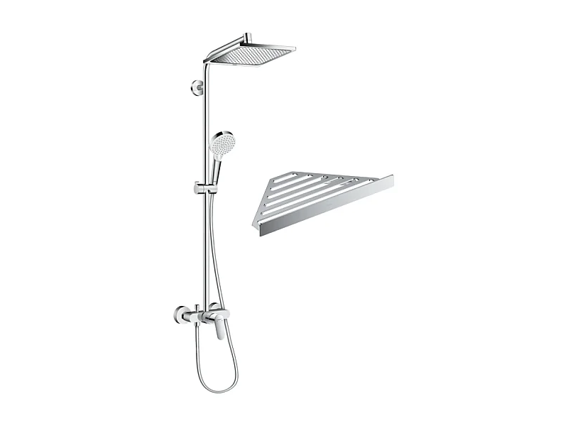 Colonne de douche mécanique HANSGROHE Crometta E 240 chromé + tablette Addstoris