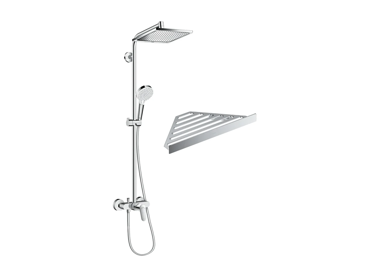 Colonne de douche mécanique HANSGROHE Crometta E 240 chromé + tablette Addstoris