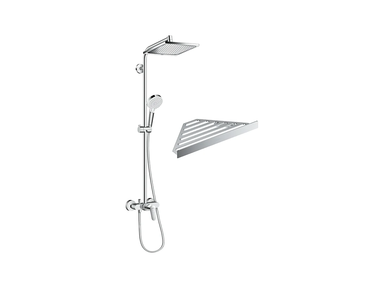 Colonne de douche mécanique HANSGROHE Crometta E 240 chromé + tablette Addstoris