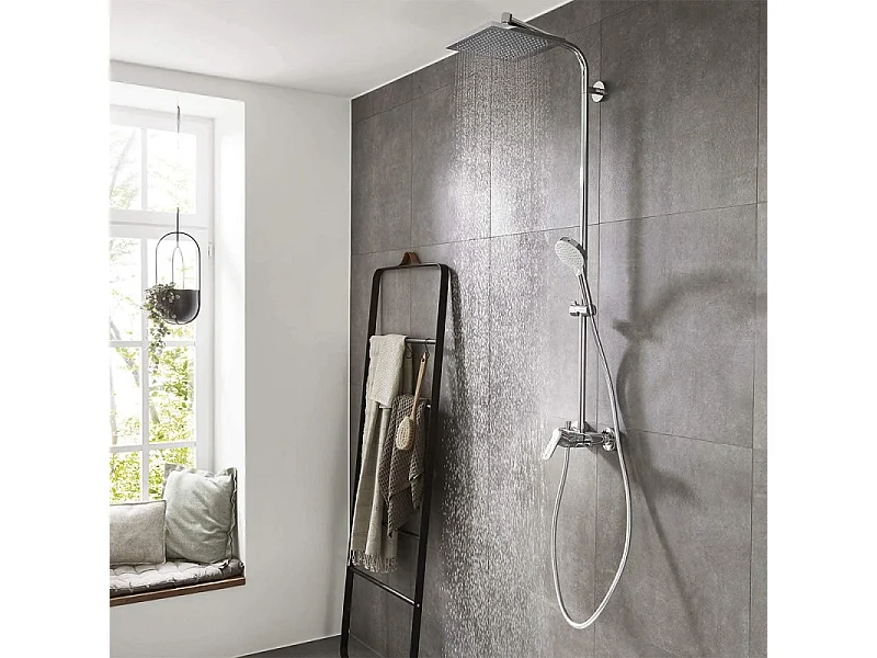 Colonne de douche mécanique HANSGROHE Crometta E 240 chromé + tablette Addstoris